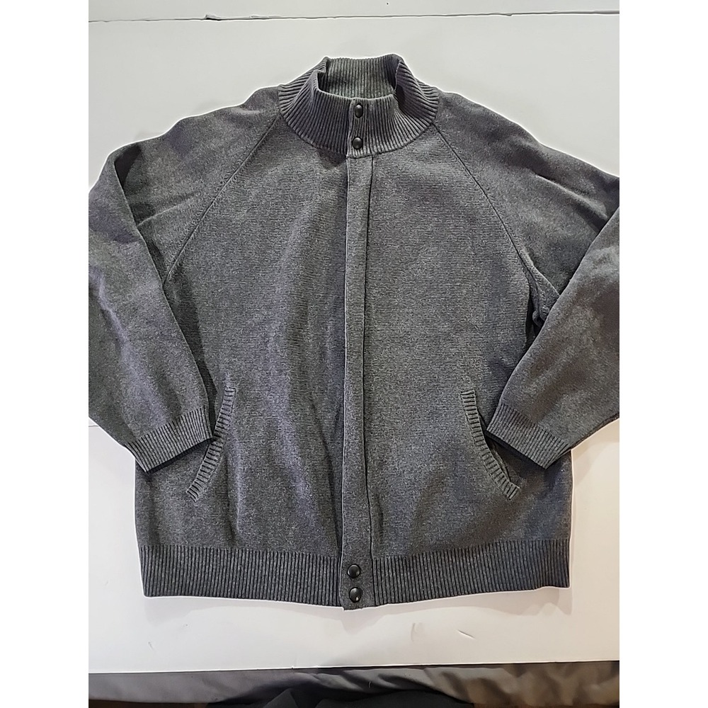 VTG PENDLETON Woolen Mills Mens Sweater Zip Up Dark Gray Cotton‎ Knit Large